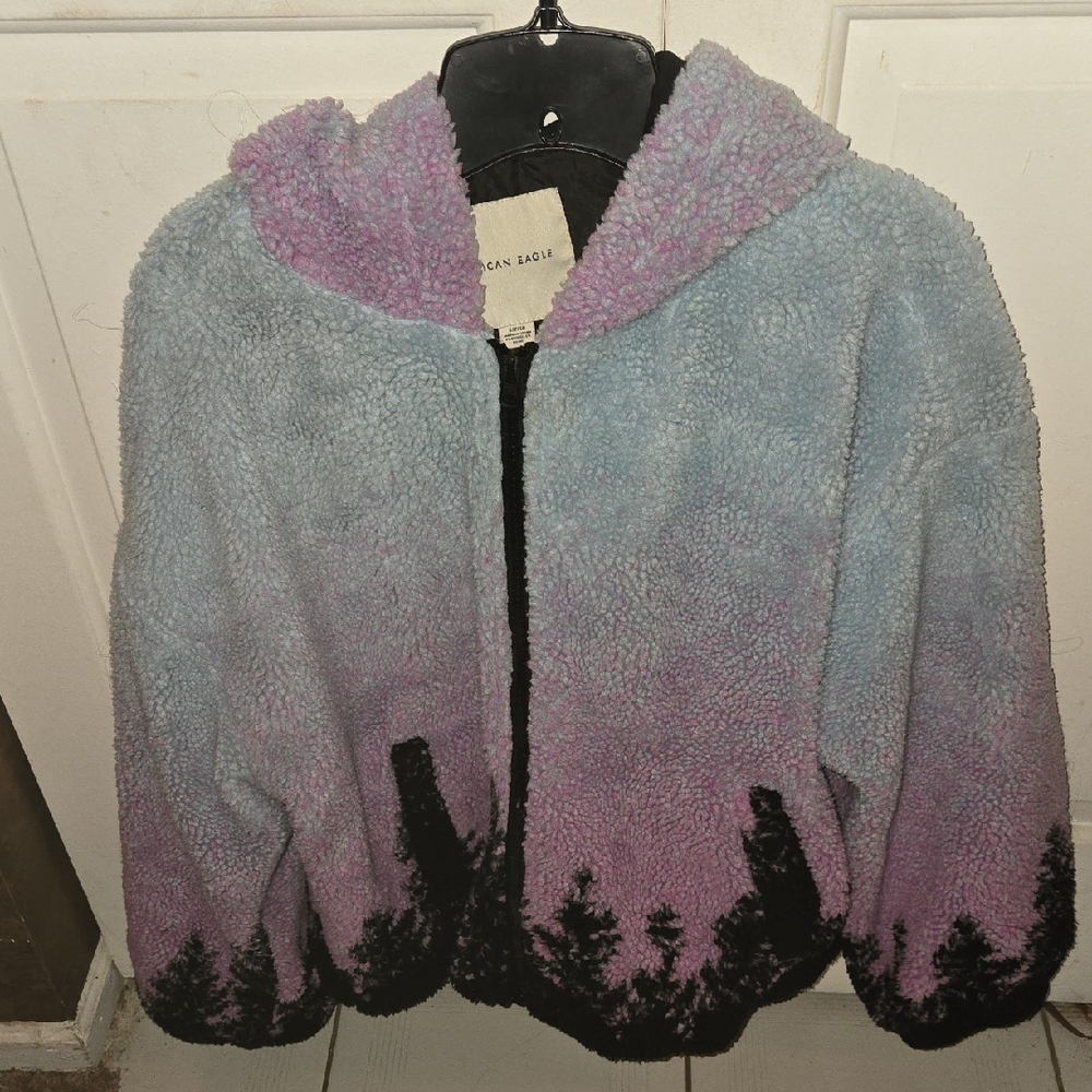 American Eagle Outfitters Multicolor Full Zip Teddy Jacket